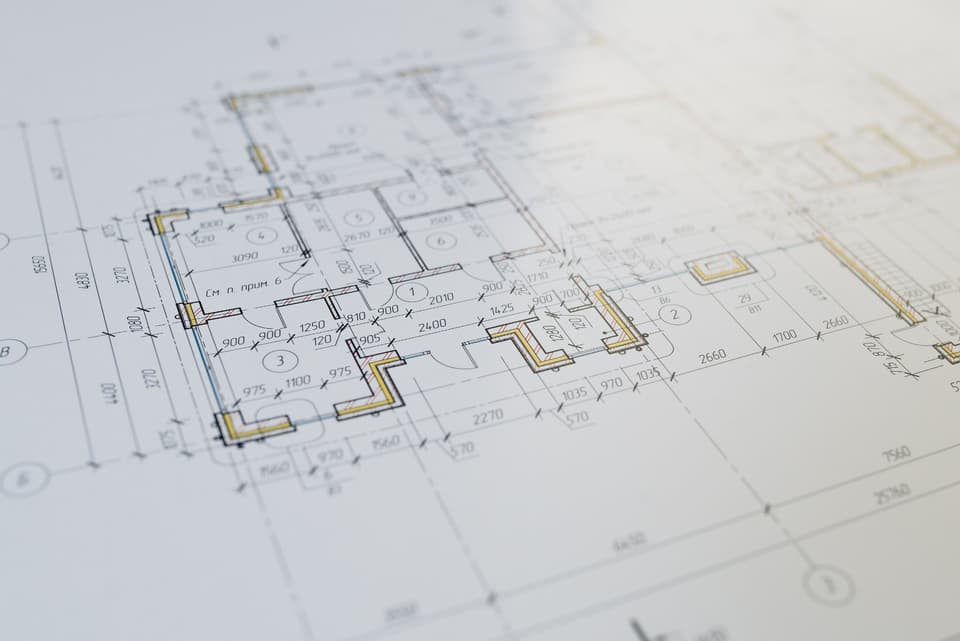 Architectural floor plan blueprint with room measurements