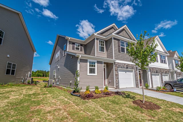 Duplex exterior in a residential neighborhood