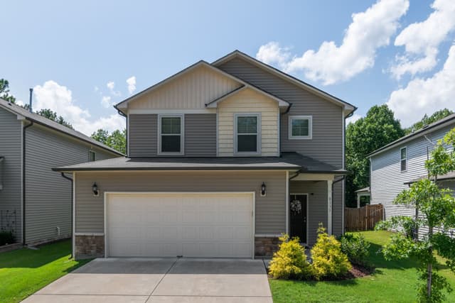 Modern two-story suburban home with attached garage