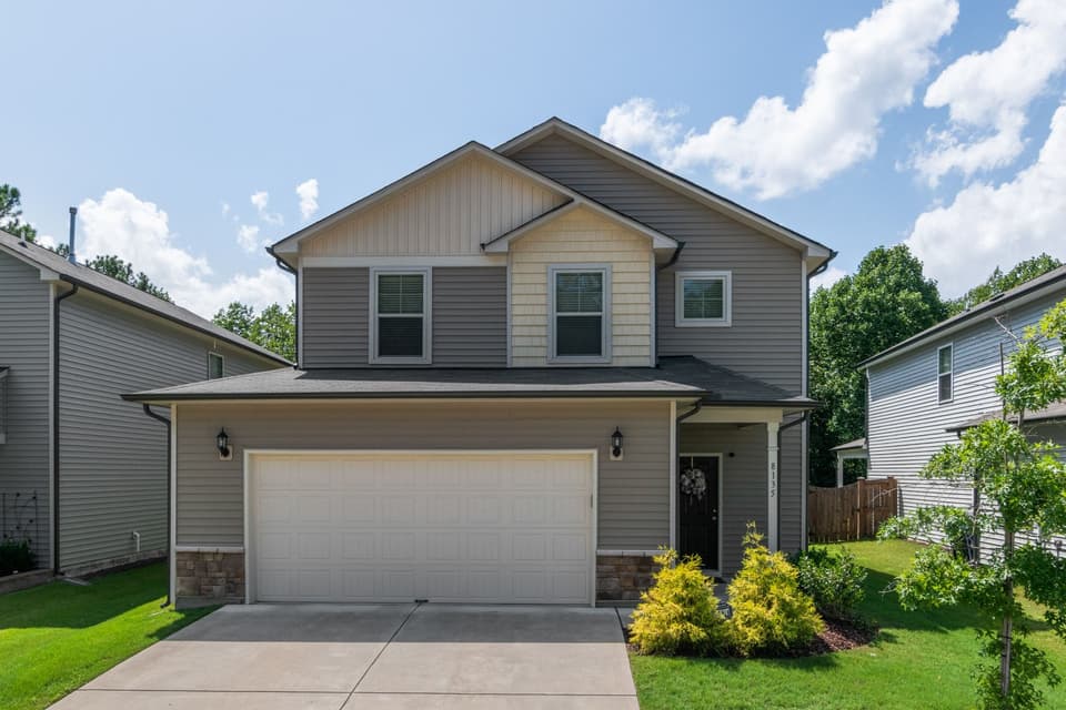Modern two-story suburban home with attached garage